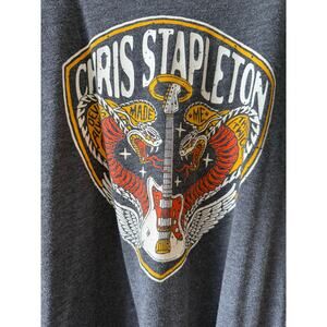 Chris Stapleton Devil Always Made Me Think Twice Graphic Tee Gray Boxy Fit Sz L